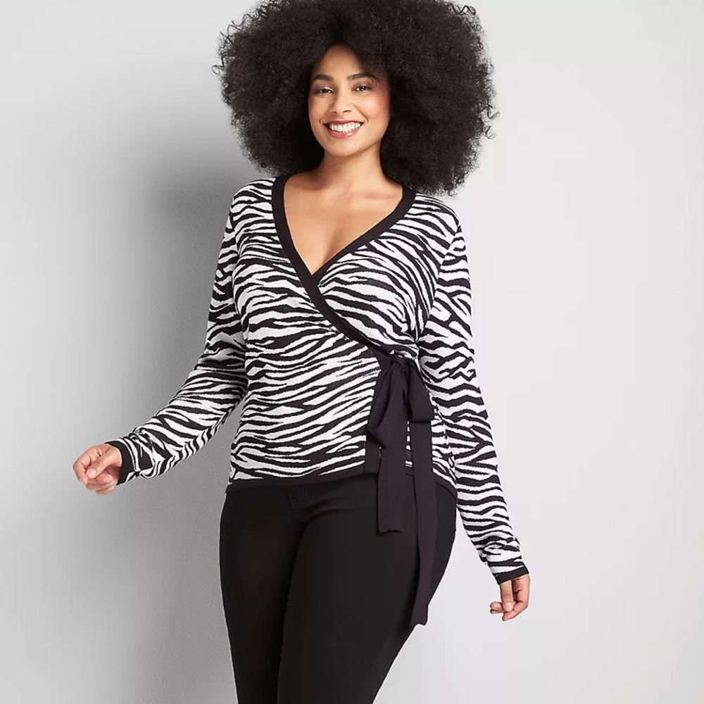 Zebra print wrap sweater